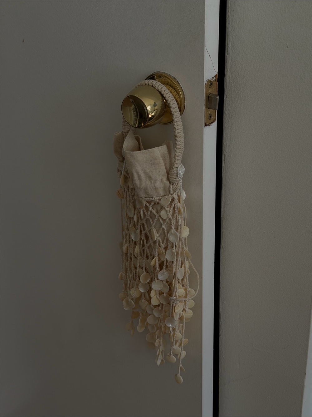 J. Crew Shell Fringe Bag in Natural Cream
